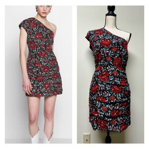 STEVIE MAY Cilvia One Shoulder Floral Silk Blend Mini Dress, Sz S